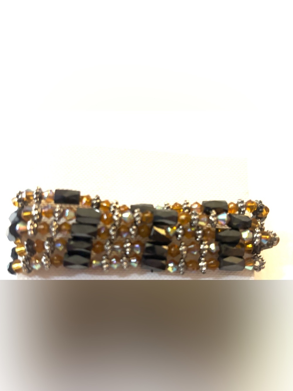 Magnet choker ankle Multistrand Hematite and Amber Beaded Bracelet one size